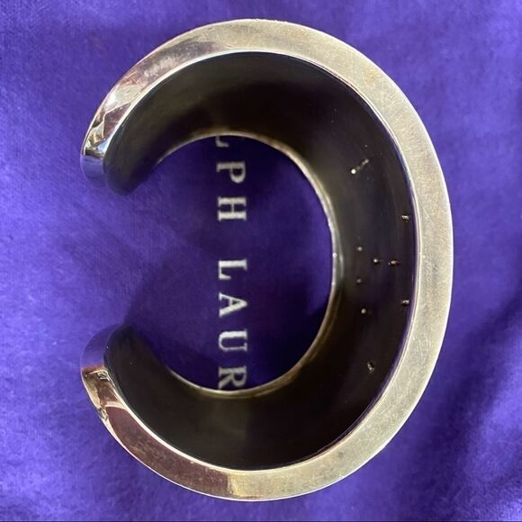 Ralph Lauren *Collection Crystal Monogram Sterling Taupe Alligator Cuff Bracelet - Picture 9 of 17